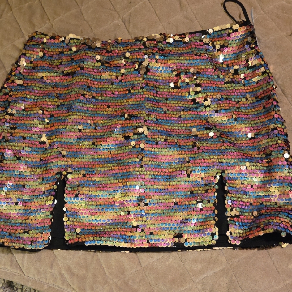 Misty Gal Colorful Sequin Mini Skirt